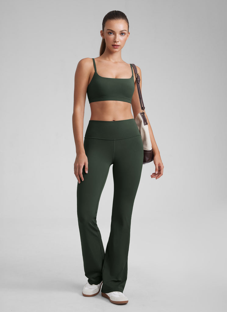 CRZ YOGA Womens Butterluxe Adjustable Spaghetti Strap Scoop Neck Bra Legend Green