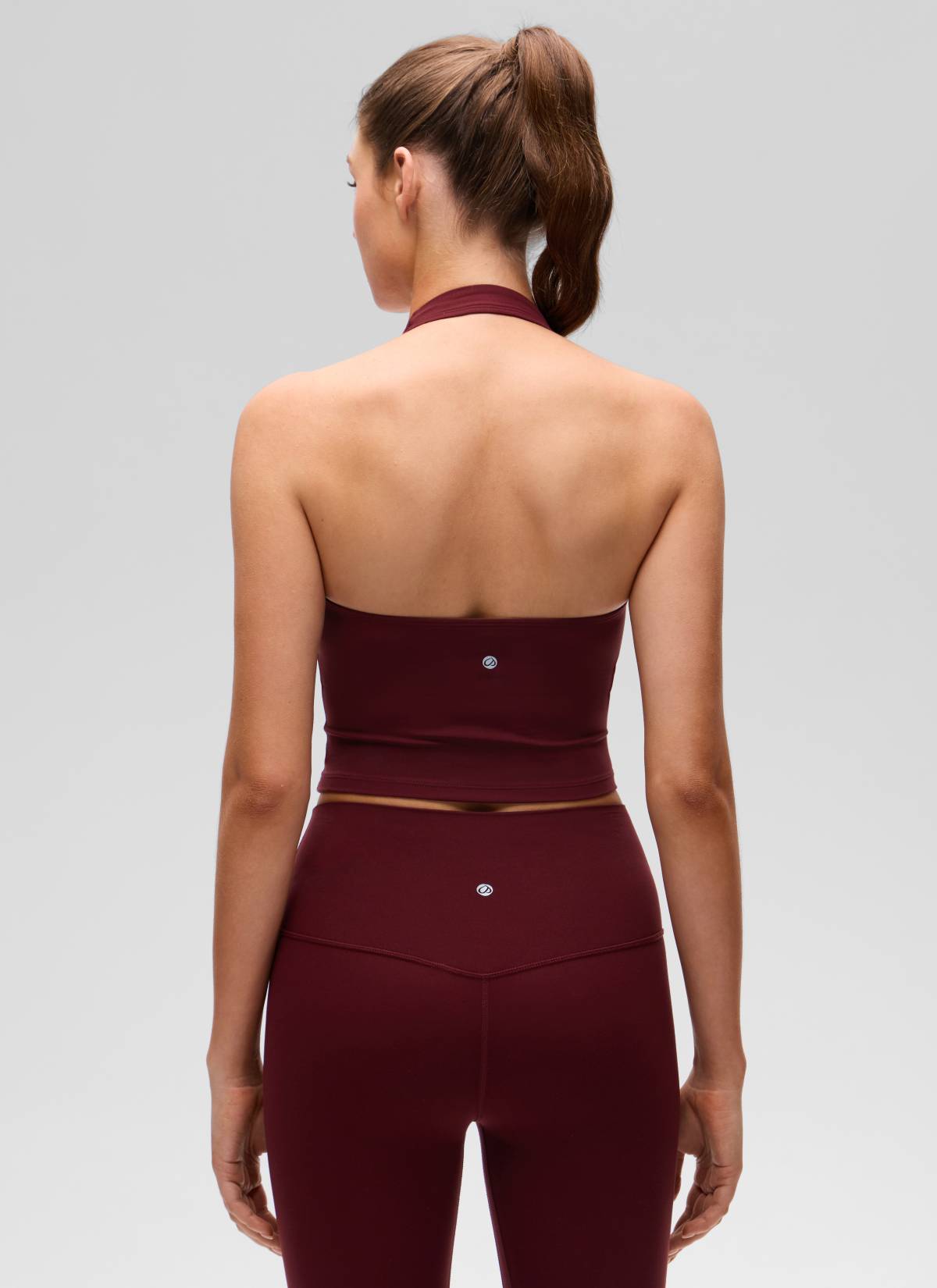 CRZ YOGA Womens Butterluxe Halter Longline Sports Bra Crop Tank Tops Red Merlot @model_info:Gelya