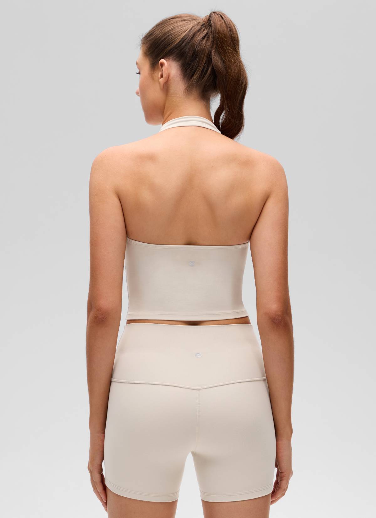 CRZ YOGA Womens Butterluxe Halter Longline Sports Bra Crop Tank Tops Mojave Tan