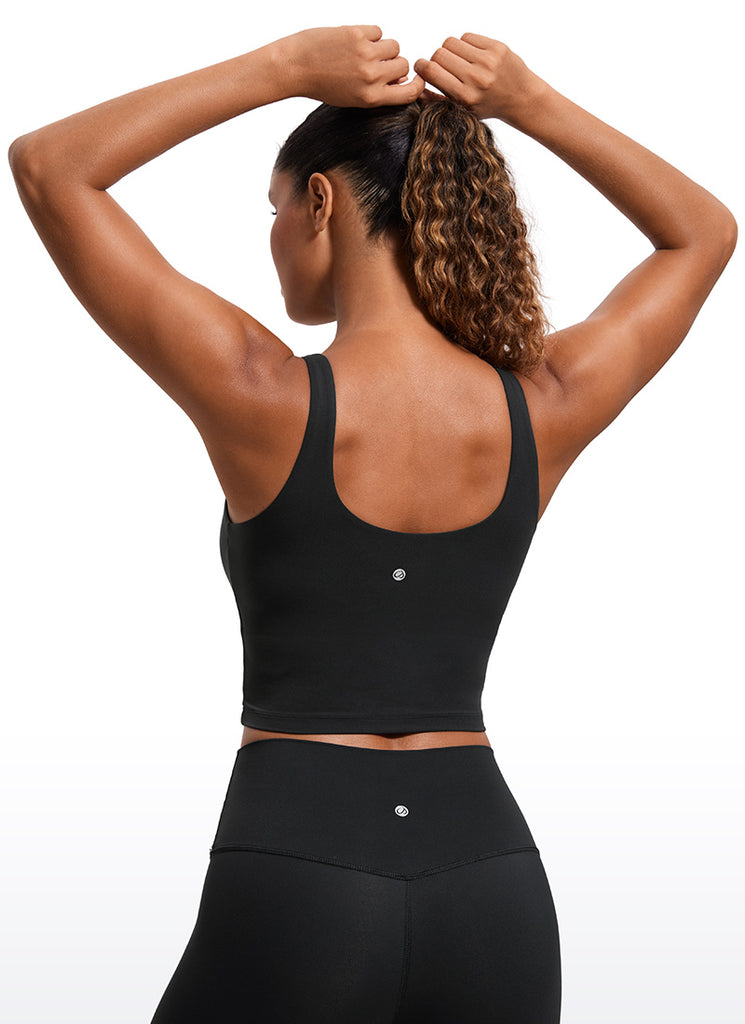 CRZ YOGA Women's Tight Fit Tops Butterluxe Built-in Bra U Back Tank Black