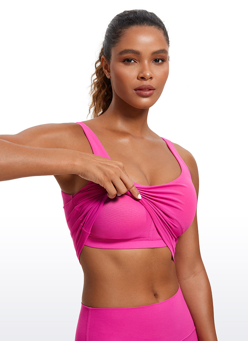 CRZ YOGA Women's Tight Fit Tops Butterluxe Built-in Bra U Back Tank Hibiscus Purple