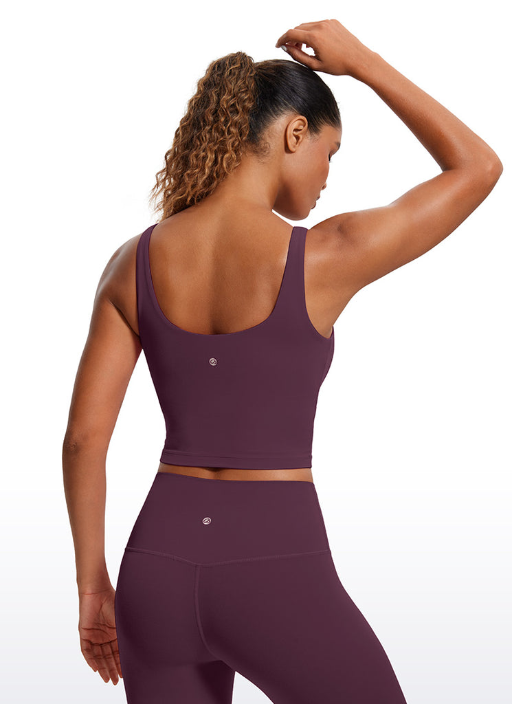 CRZ YOGA Women's Tight Fit Tops Butterluxe Built-in Bra U Back Tank Hibiscus Purple