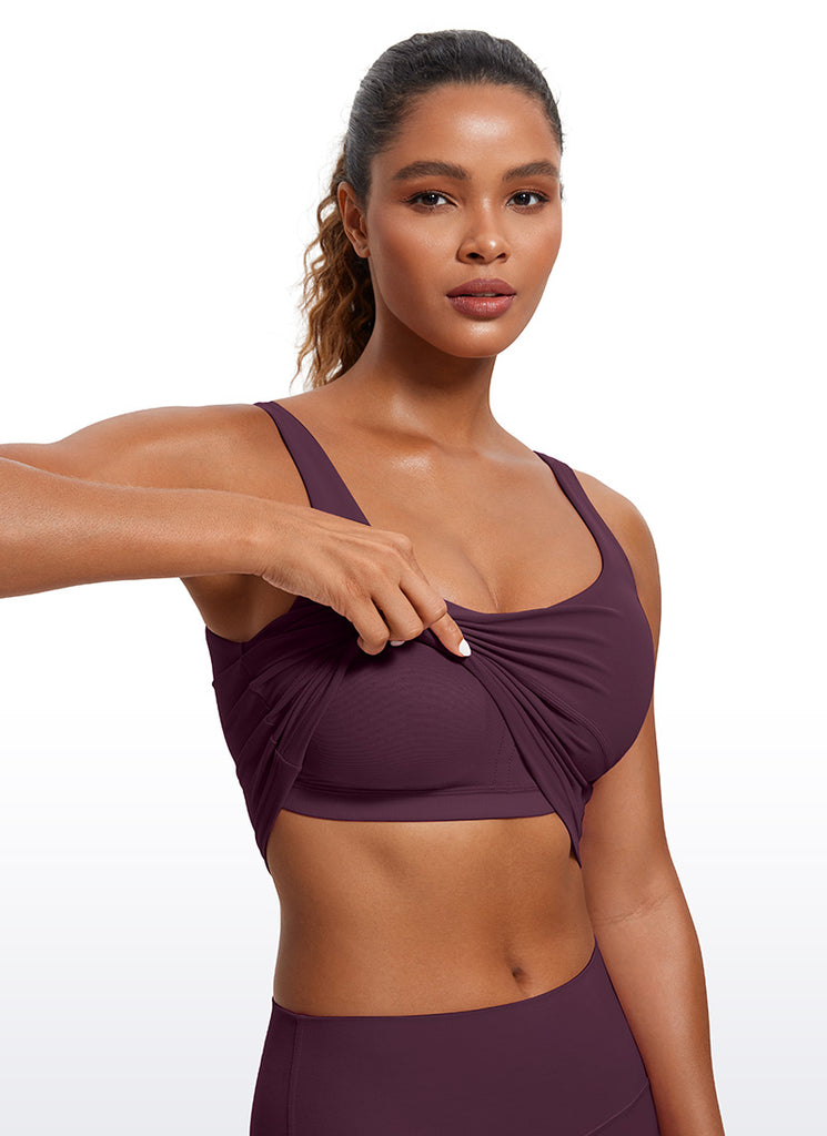 CRZ YOGA Women's Tight Fit Tops Butterluxe Built-in Bra U Back Tank Deep Purple