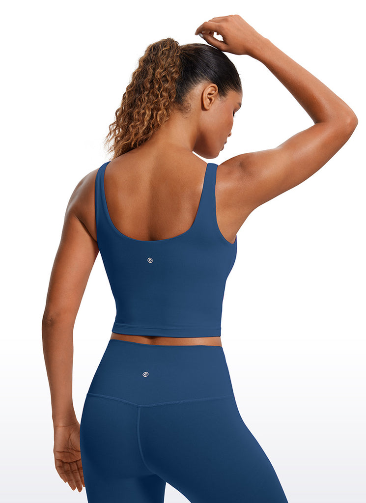 CRZ YOGA Women's Tight Fit Tops Butterluxe Built-in Bra U Back Tank White