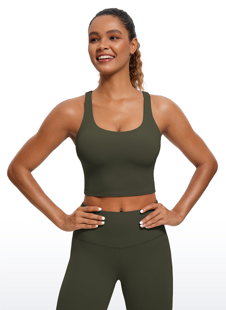 CRZ YOGA Womens Butterluxe Strappy Longline Criss Cross Sports Bra White