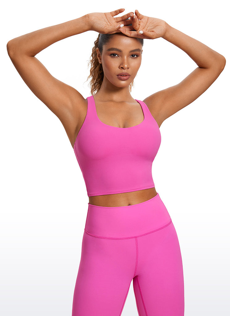 CRZ YOGA Womens Butterluxe Strappy Longline Criss Cross Sports Bra Light Purple