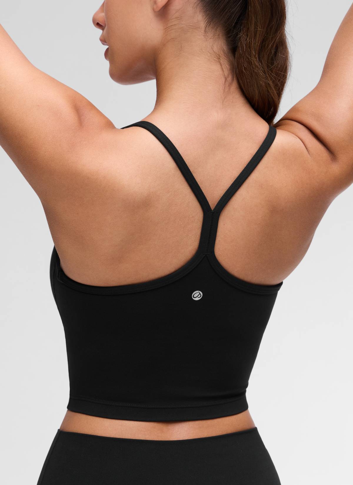 CRZ YOGA Womens Butterluxe Y Back Longline Sports Bras Crop Tank Top Black @model_info:Maria