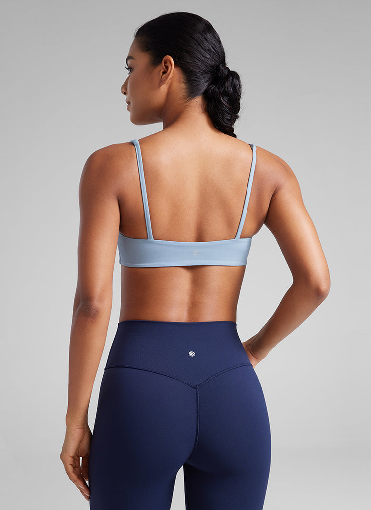 CRZ YOGA Women Butterluxe Square Neck Cami Padded Mini Bra Deep Red