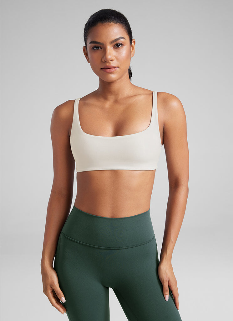 CRZ YOGA Women Butterluxe Square Neck Cami Padded Mini Bra Cambric Blue