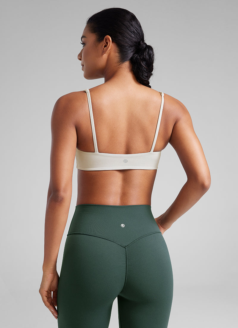 CRZ YOGA Women Butterluxe Square Neck Cami Padded Mini Bra Milky White @model_info:Amanda