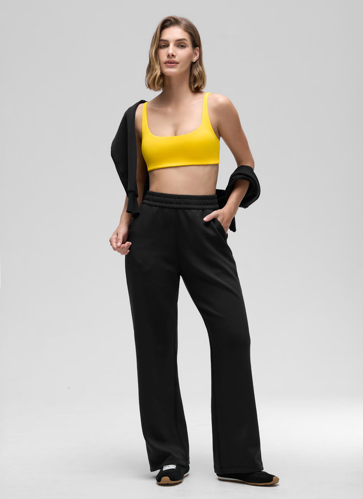 CRZ YOGA Women Butterluxe Square Neck Cami Padded Mini Bra High Visibility Yellow