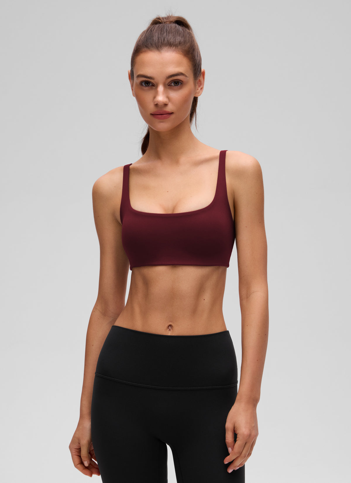 CRZ YOGA Women Butterluxe Square Neck Cami Padded Mini Bra Red Merlot