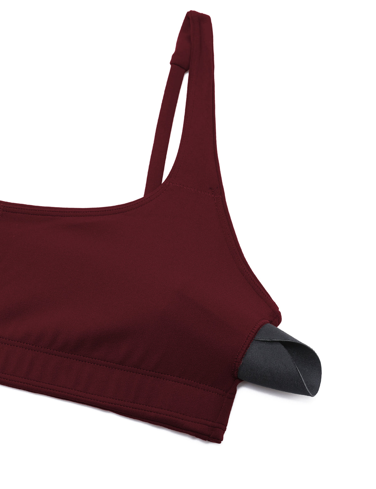 CRZ YOGA Women Butterluxe Square Neck Cami Padded Mini Bra Red Merlot