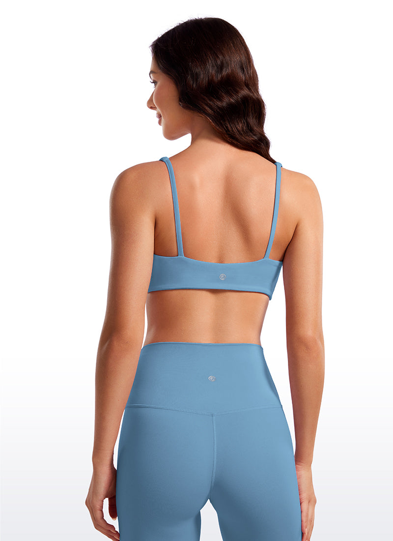 CRZ YOGA Women Butterluxe Square Neck Cami Padded Mini Bra Universe Blue @model_info:Alice