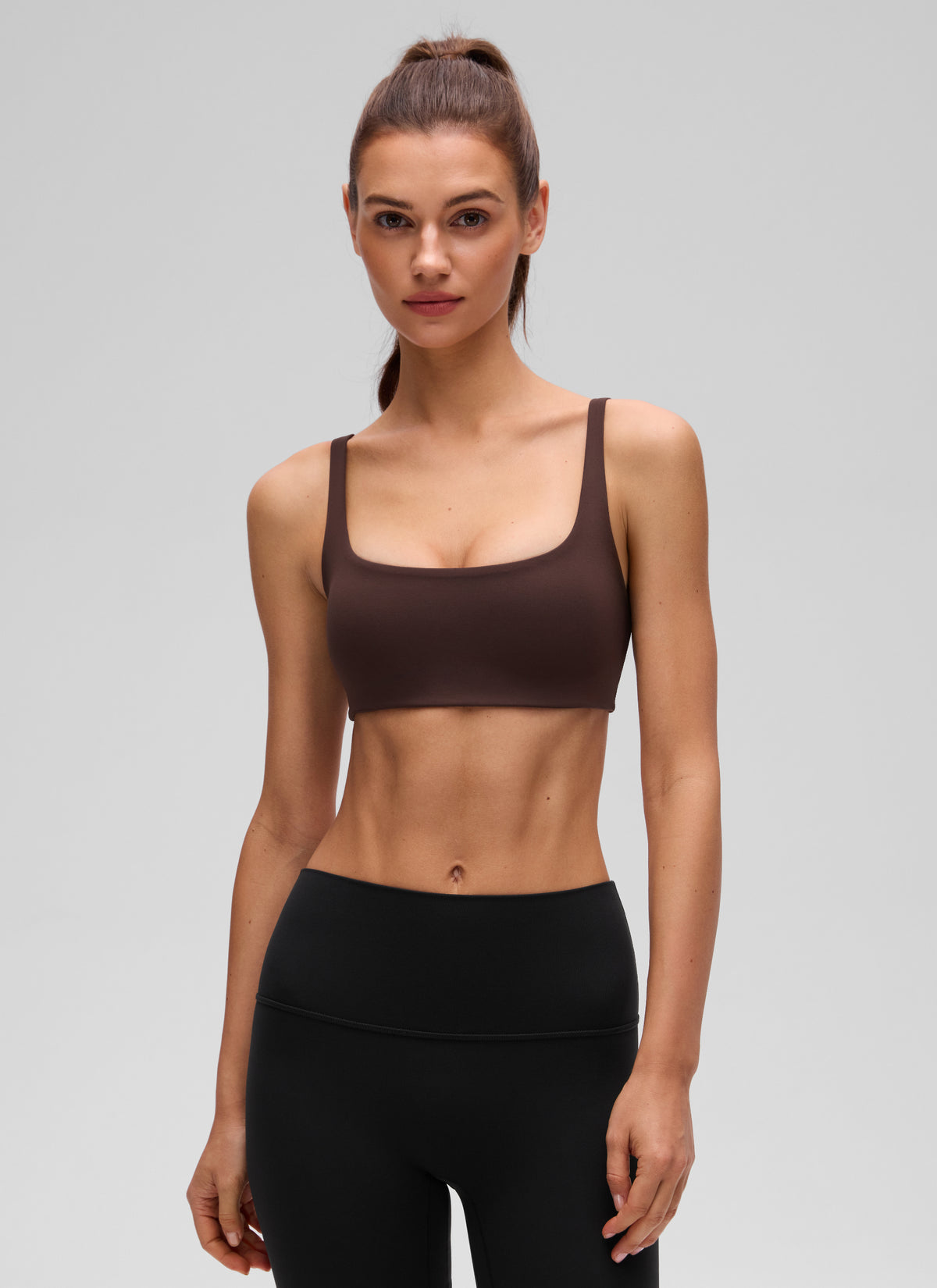 CRZ YOGA Women Butterluxe Square Neck Cami Padded Mini Bra Hot Fudge Brown