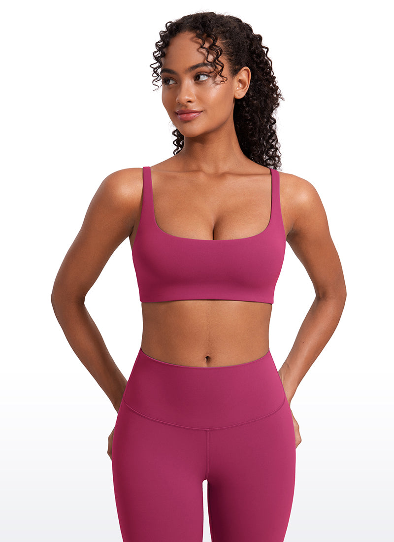 CRZ YOGA Women Butterluxe Square Neck Cami Padded Mini Bra Washed Mauve @model_info:Lais