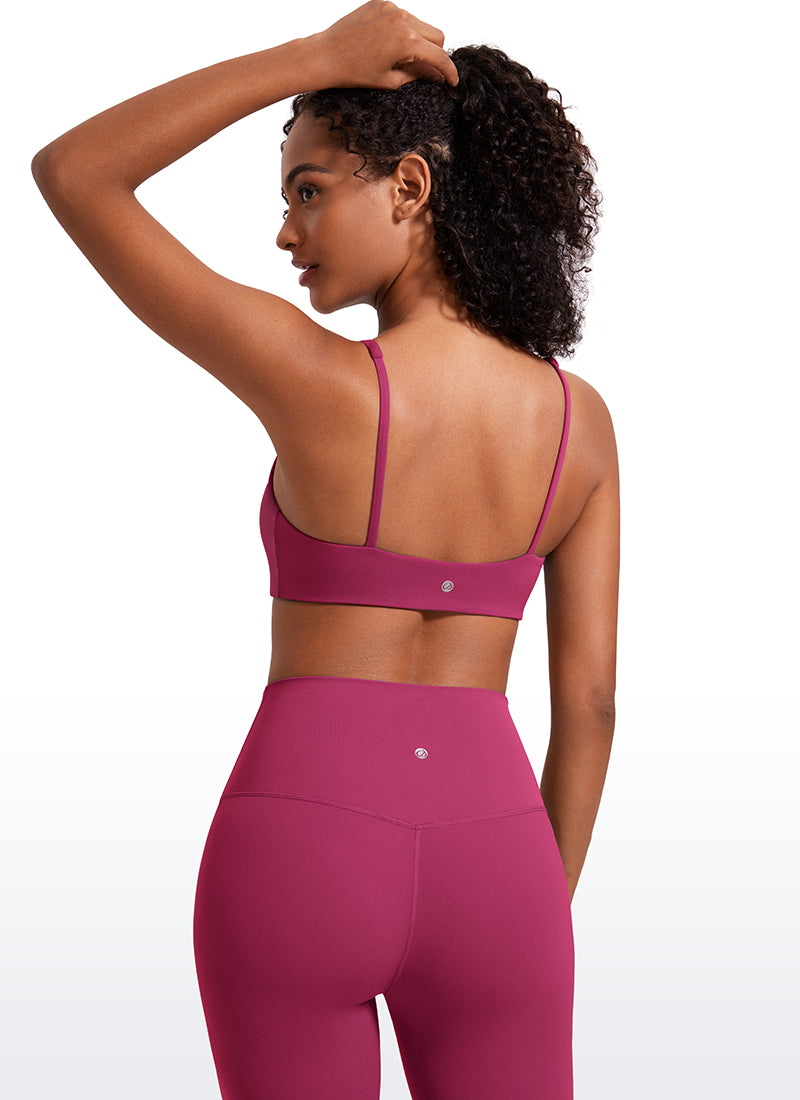 CRZ YOGA Women Butterluxe Square Neck Cami Padded Mini Bra Washed Mauve @model_info:Lais