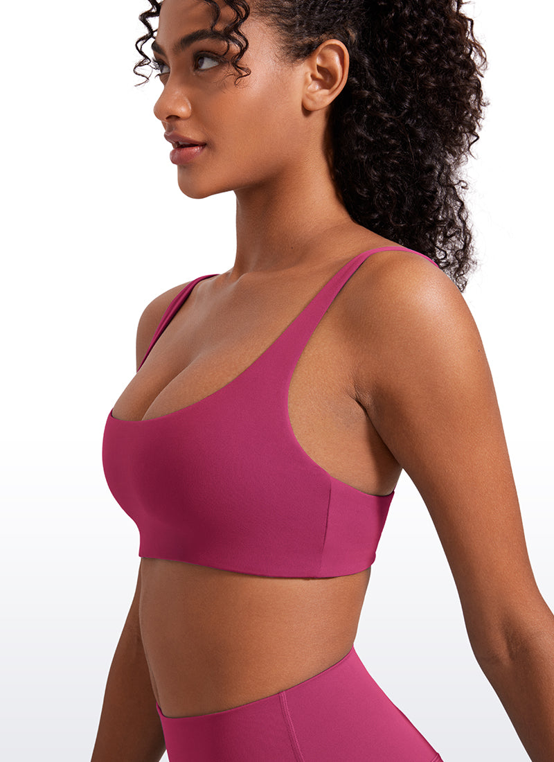 CRZ YOGA Women Butterluxe Square Neck Cami Padded Mini Bra Washed Mauve @model_info:Lais