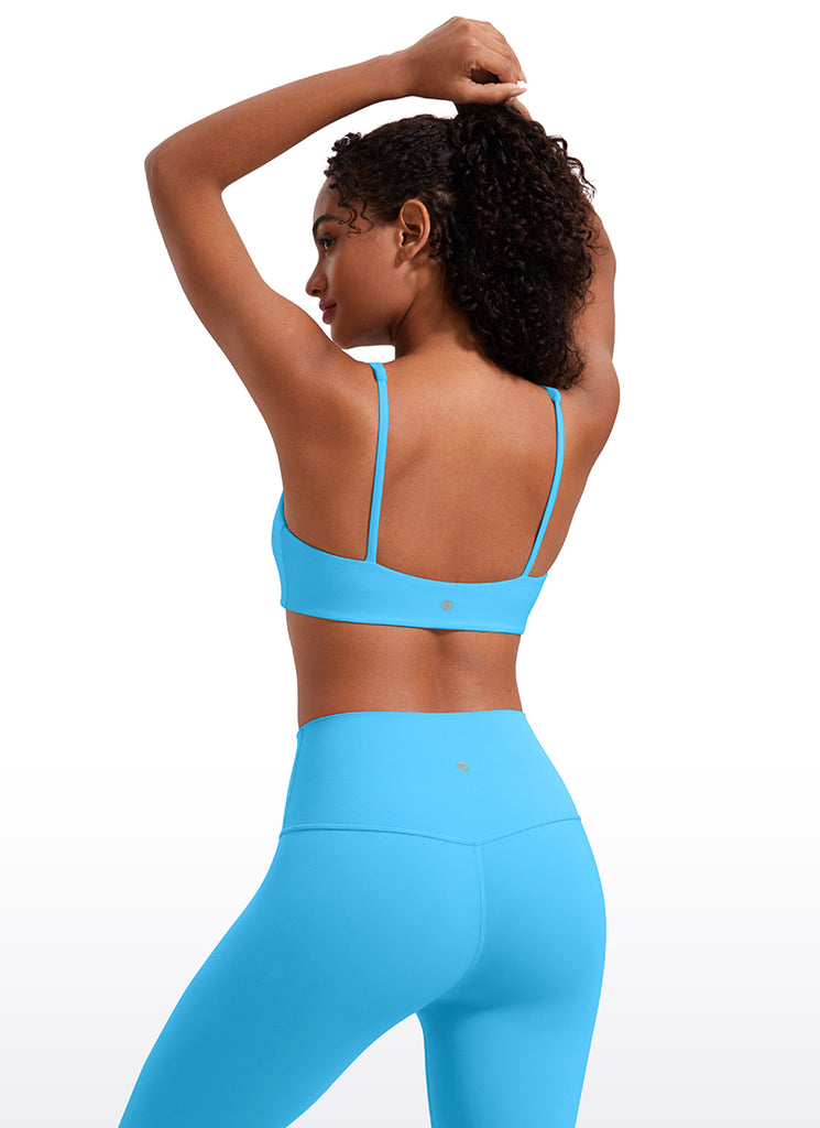CRZ YOGA Women Butterluxe Square Neck Cami Padded Mini Bra Kayak Blue