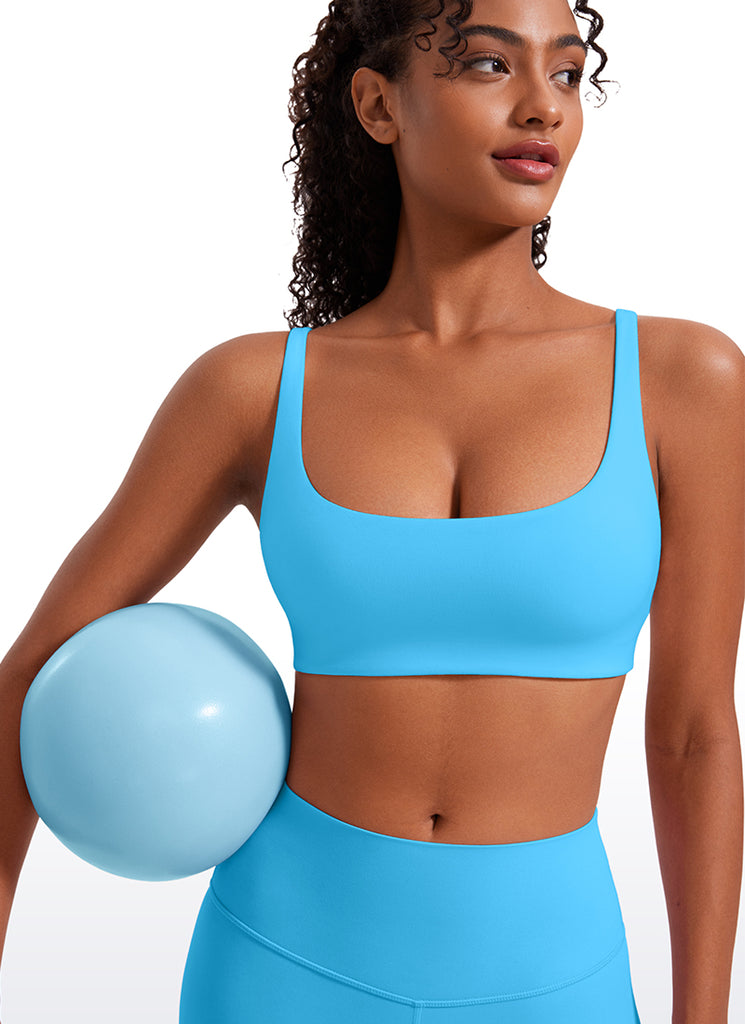 CRZ YOGA Women Butterluxe Square Neck Cami Padded Mini Bra Kayak Blue