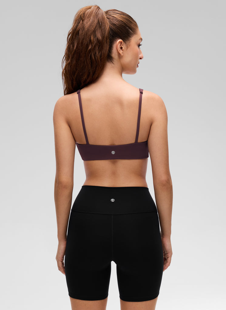 CRZ YOGA Women Butterluxe Square Neck Cami Padded Mini Bra Hot Fudge Brown