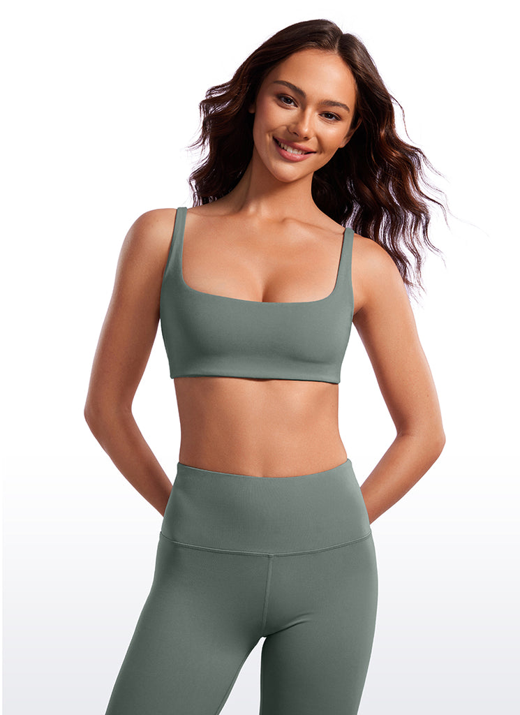 CRZ YOGA Women Butterluxe Square Neck Cami Padded Mini Bra True Navy
