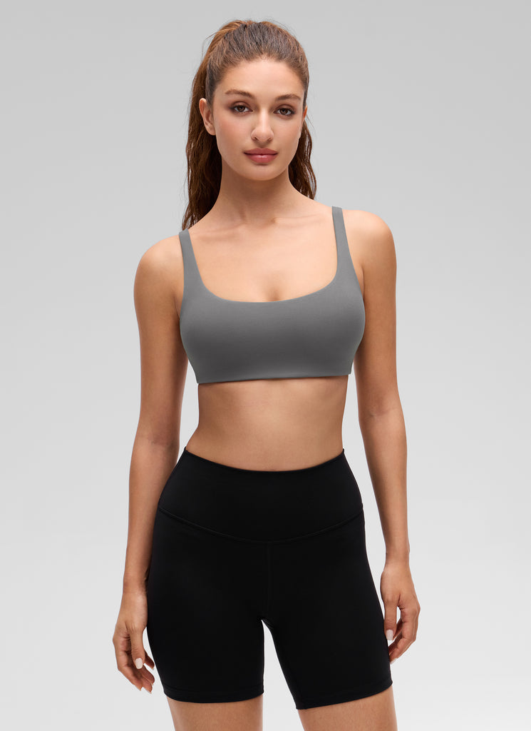 CRZ YOGA Women Butterluxe Square Neck Cami Padded Mini Bra Mojave Tan