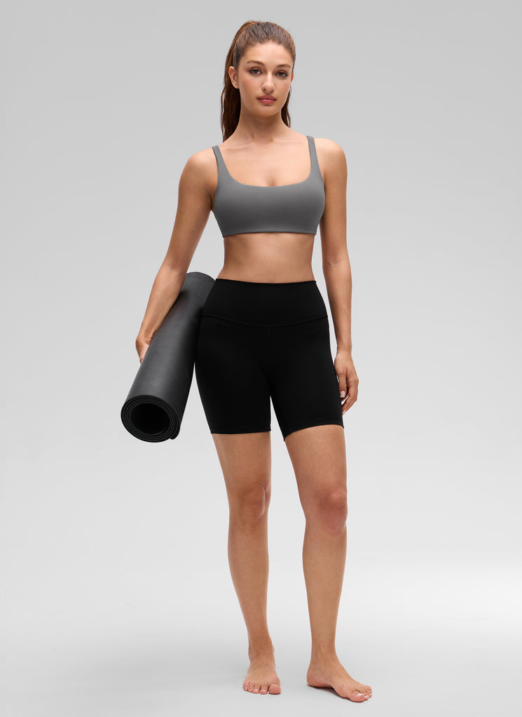 CRZ YOGA Women Butterluxe Square Neck Cami Padded Mini Bra Mojave Tan