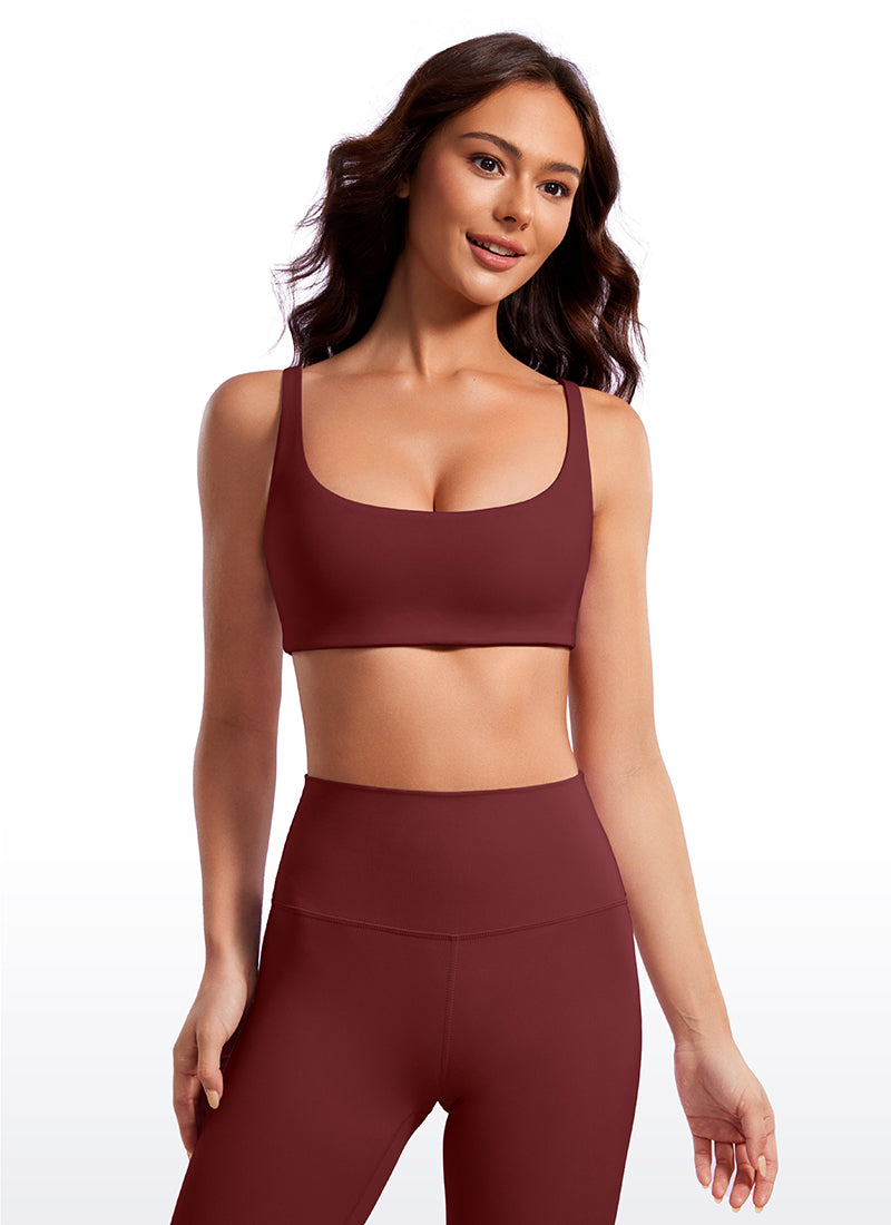 CRZ YOGA Women Butterluxe Square Neck Cami Padded Mini Bra Noctilucence Red @model_info:Alice