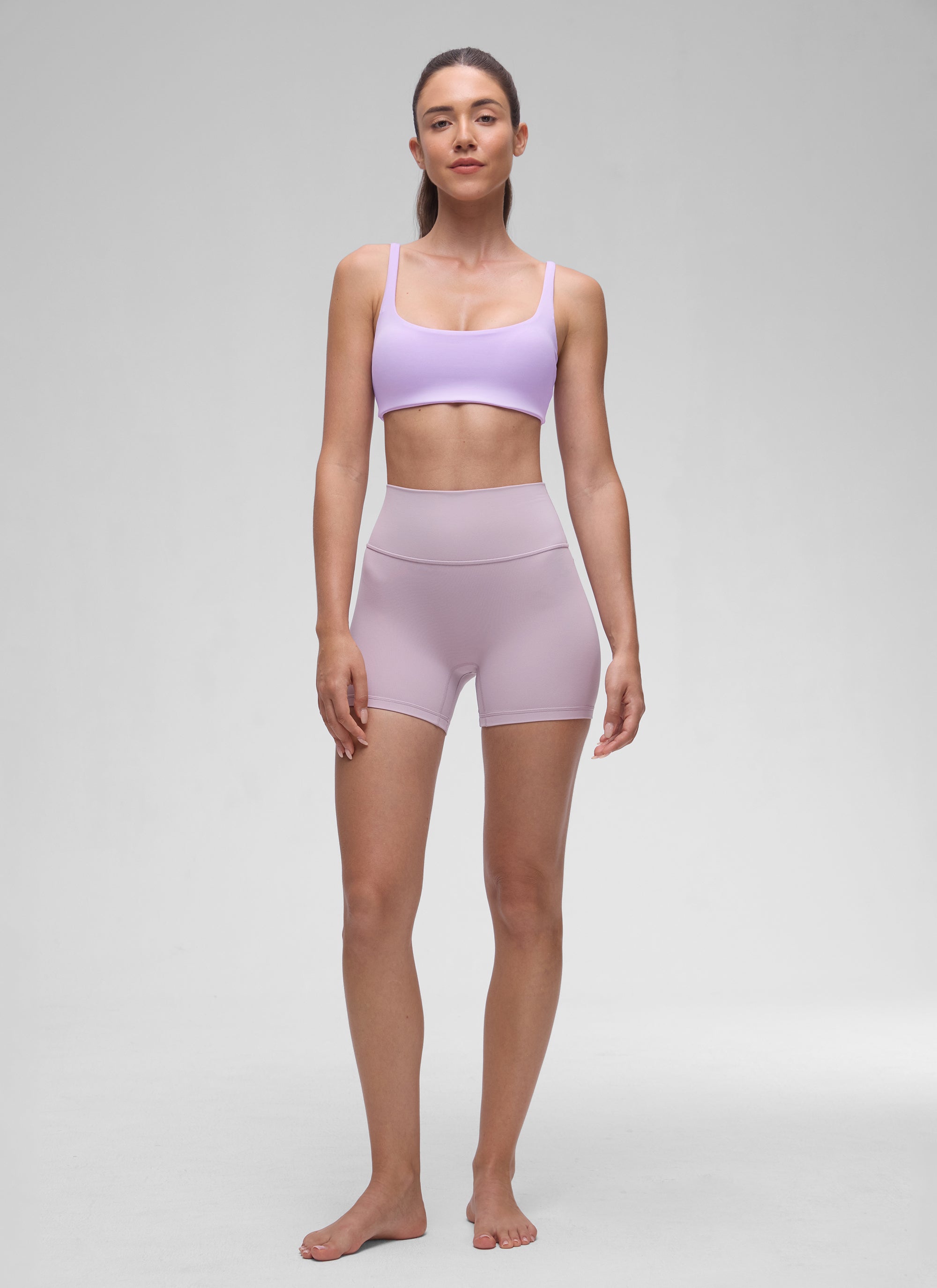 CRZ YOGA Women Butterluxe Square Neck Cami Padded Mini Bra Elfin Purple @model_info:Malisa