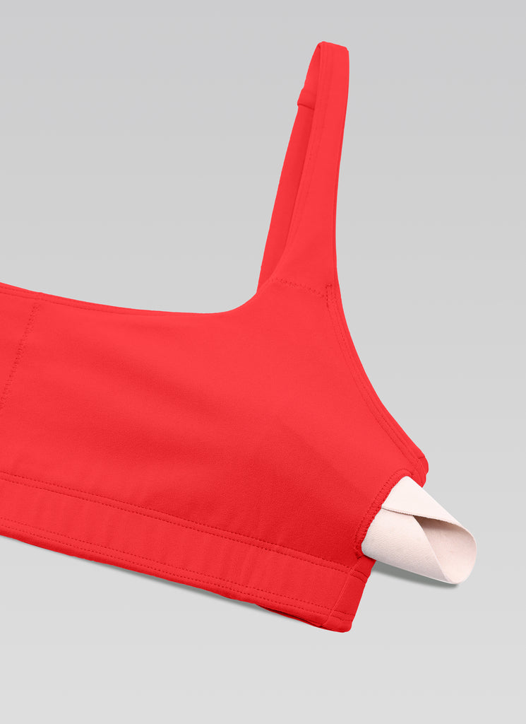 CRZ YOGA Women Butterluxe Square Neck Cami Padded Mini Bra Deep Red