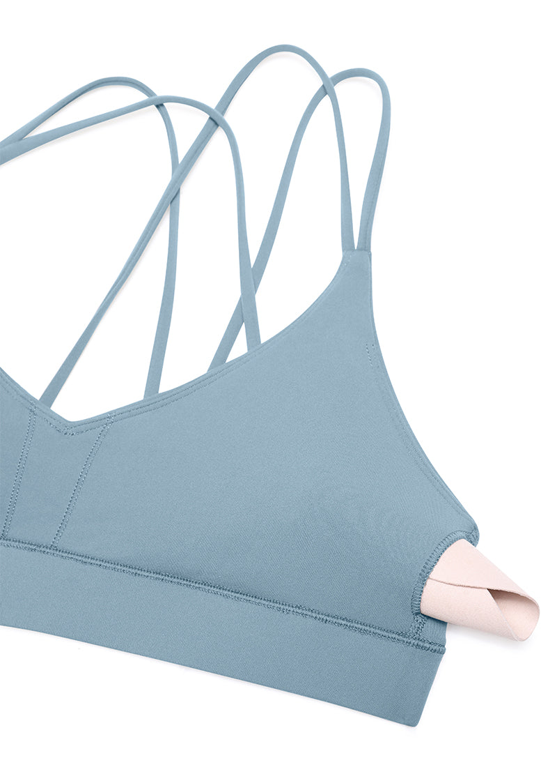 CRZ YOGA Women's Light Support Butterluxe Yoga Bra Strappy back Cambric Blue @model_info:NEW