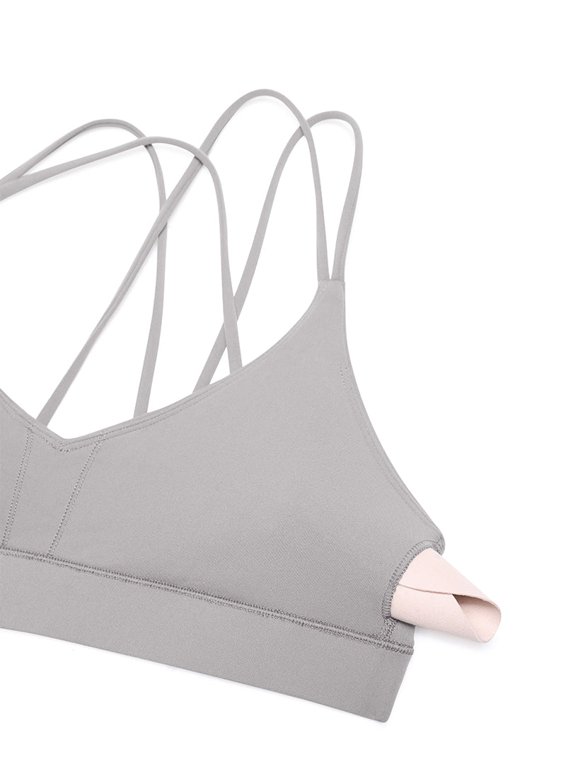 CRZ YOGA Women's Light Support Butterluxe Yoga Bra Strappy back Gull Gray @model_info:NEW
