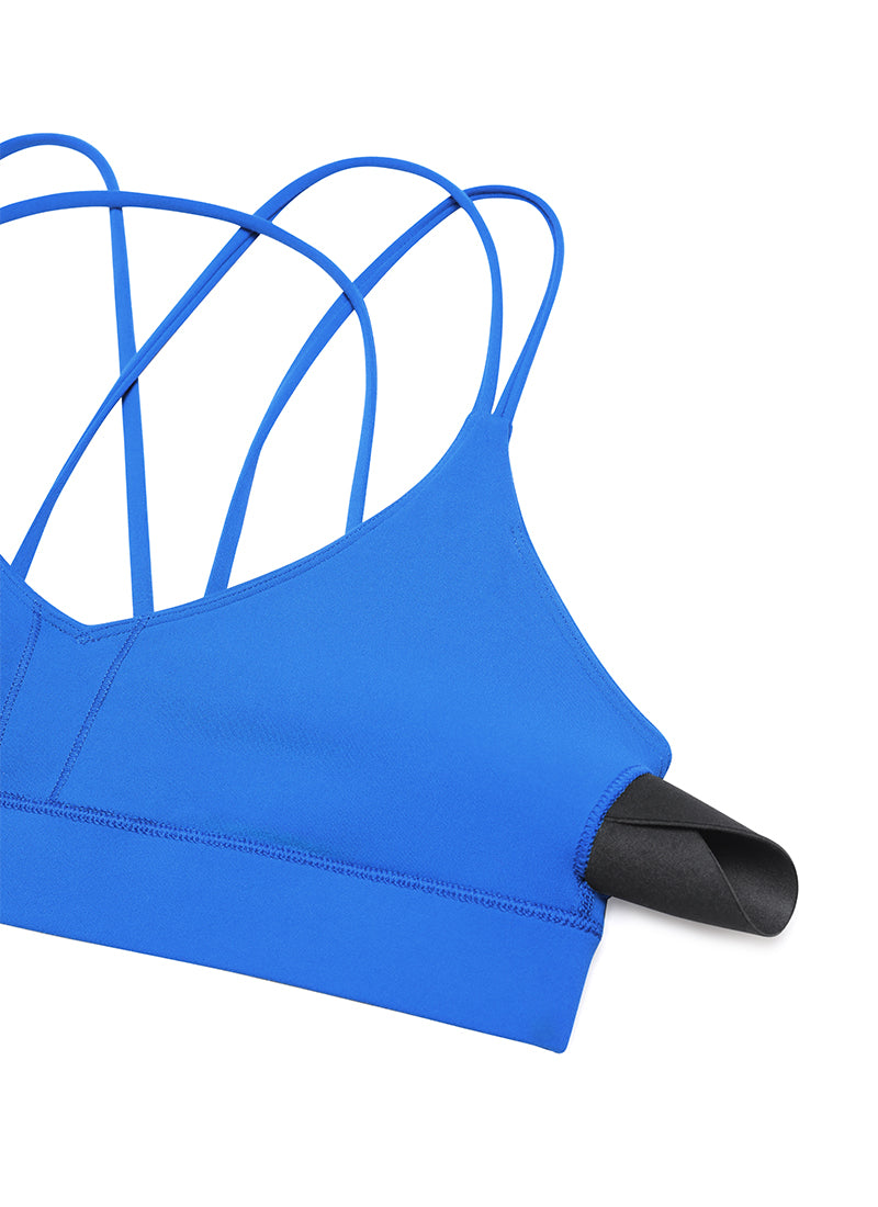 CRZ YOGA Women's Light Support Butterluxe Yoga Bra Strappy back Sparkle Blue @model_info:NEW