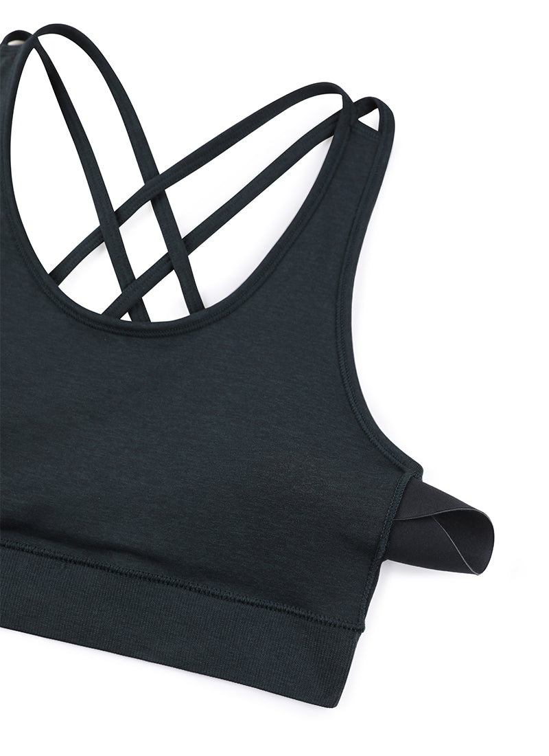 Seamless Strappy Longline Bra Criss Cross Back