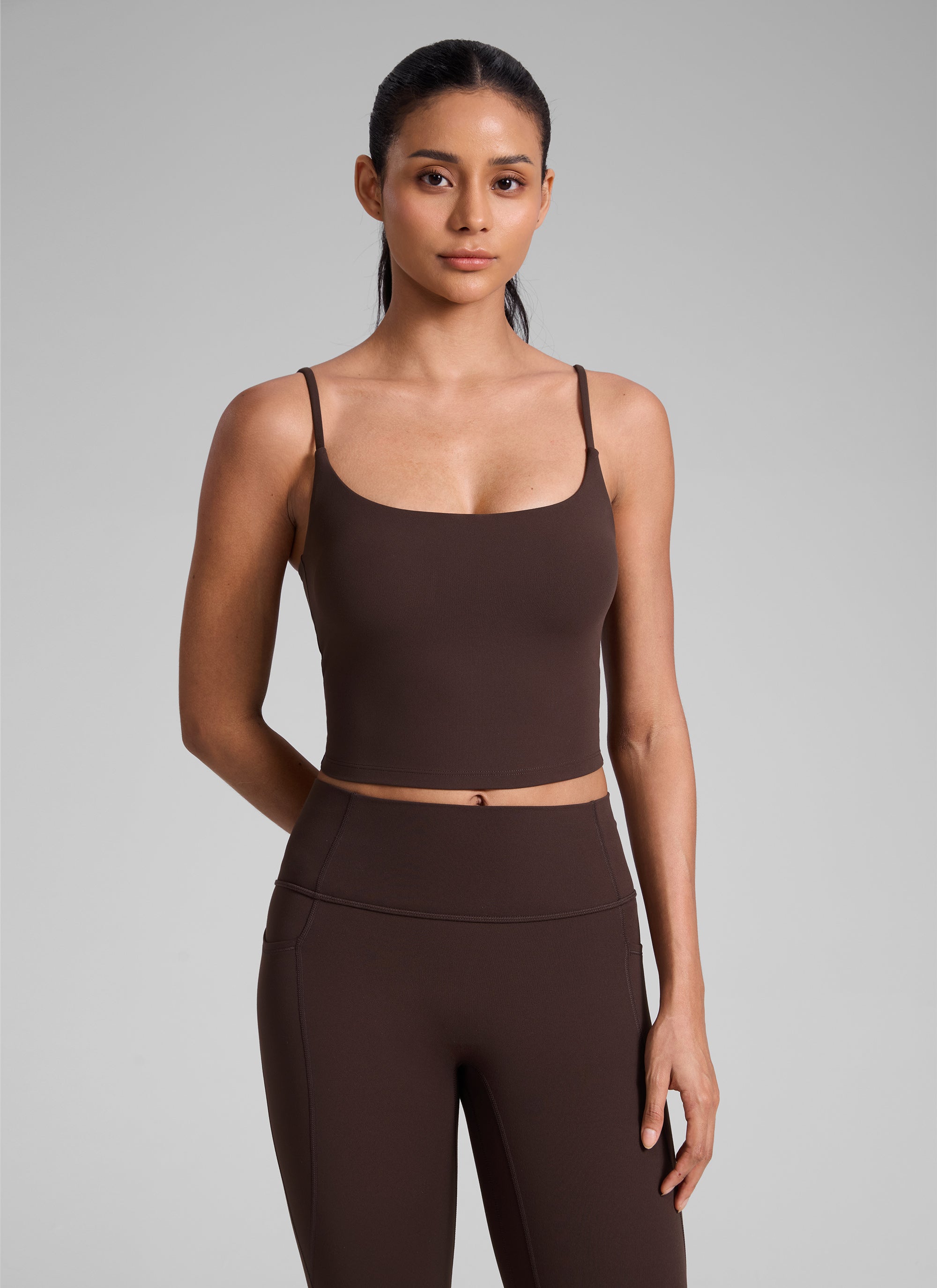 CRZ YOGA Womens Butterlift Scoop Neck U Back Yoga Longline Sports Bra Grey Sage