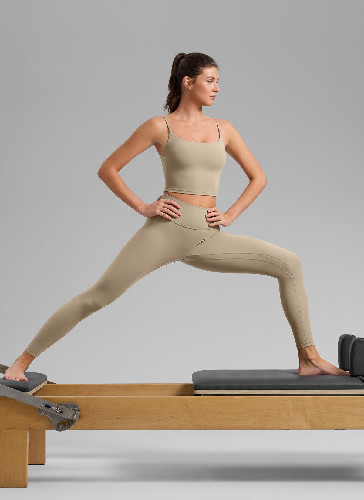 CRZ YOGA Womens Butterlift Scoop Neck U Back Yoga Longline Sports Bra Oak @model_info:Gelya