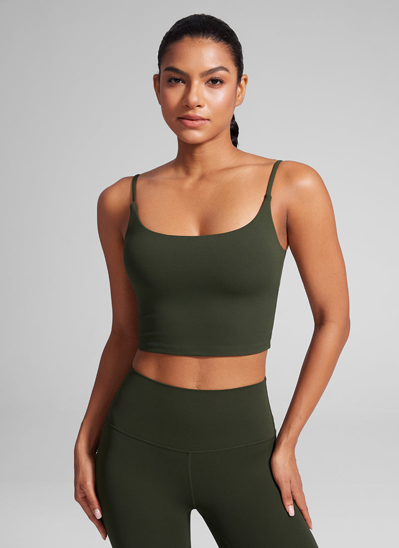 CRZ YOGA Womens Butterlift Scoop Neck U Back Yoga Longline Sports Bra White