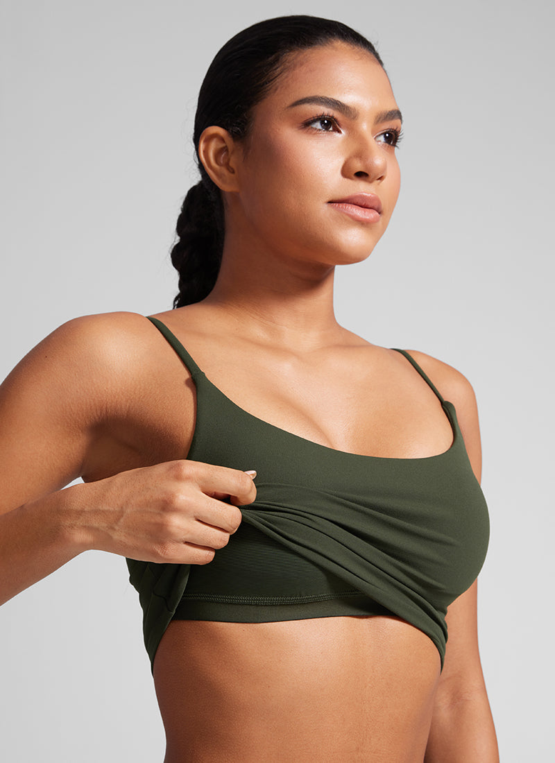 CRZ YOGA Womens Butterlift Scoop Neck U Back Yoga Longline Sports Bra White