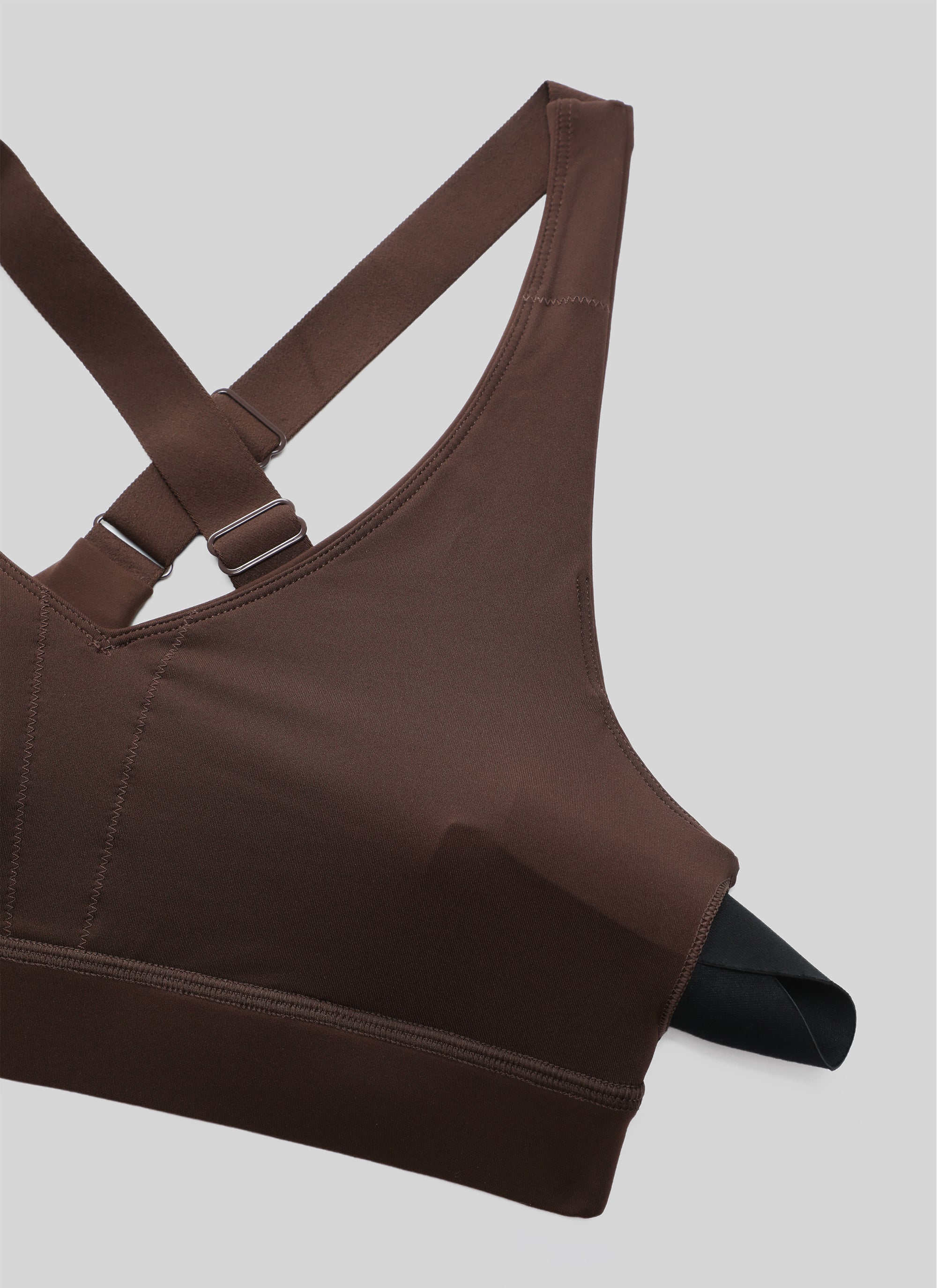 CRZ YOGA Womens Butterbreeze Padded V Neck Sports Bra Training Hot Fudge Brown