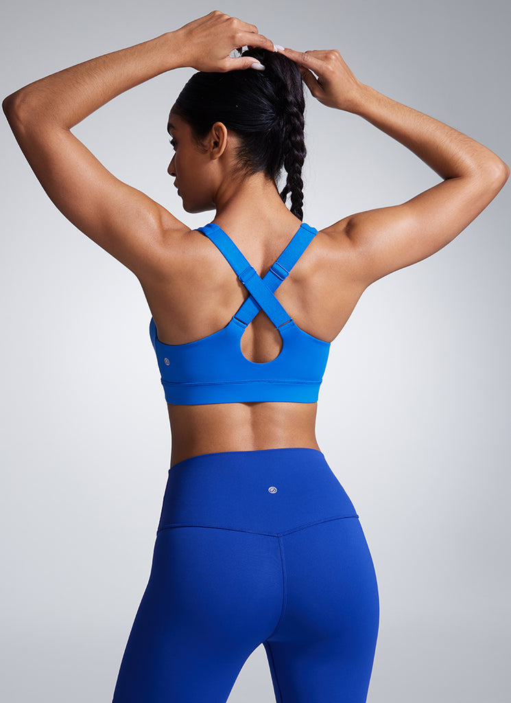 CRZ YOGA Womens Butterbreeze Padded V Neck Sports Bra Training Grey Sage