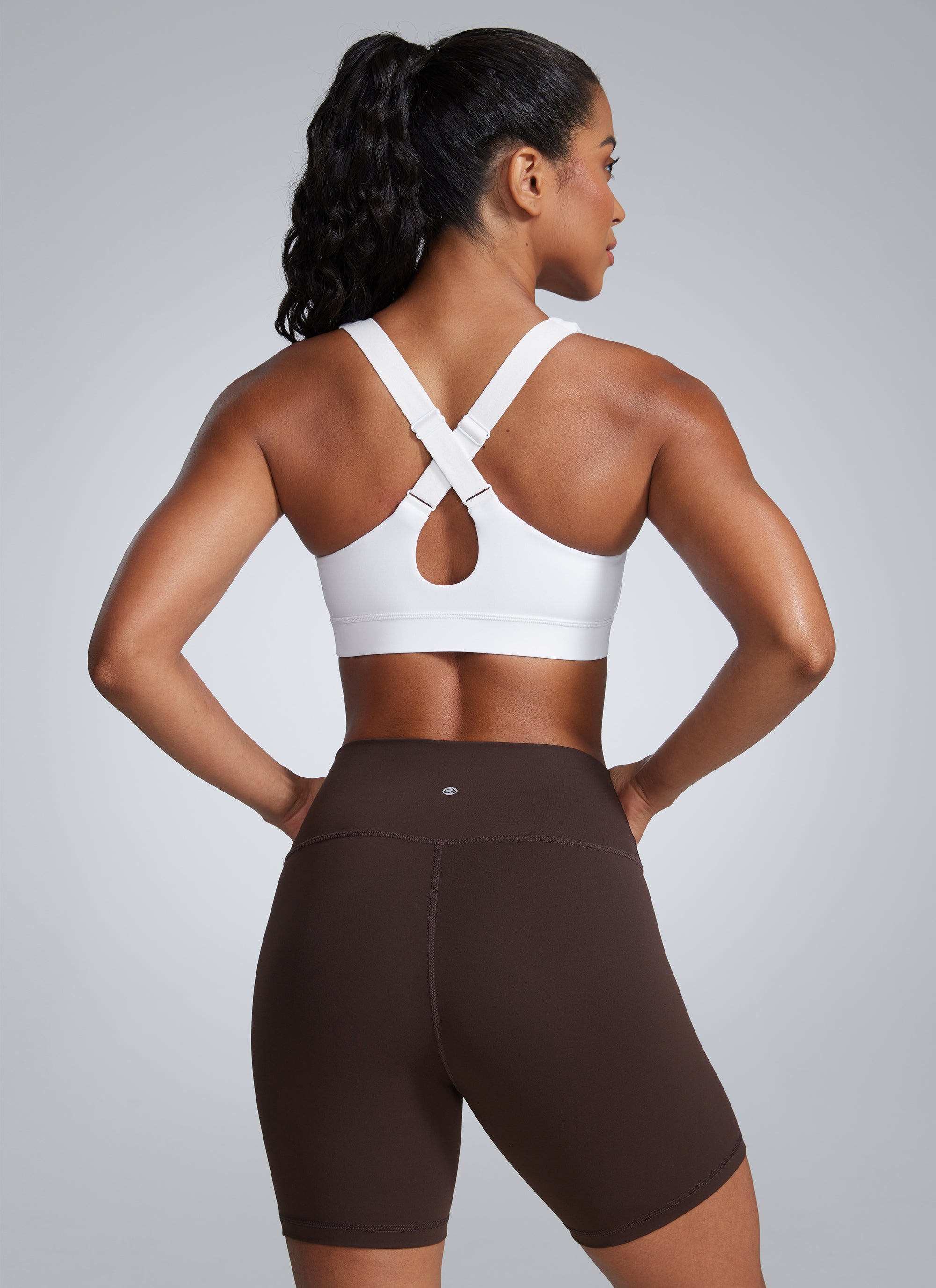 CRZ YOGA Womens Butterbreeze Padded V Neck Sports Bra Training Sparkle Blue