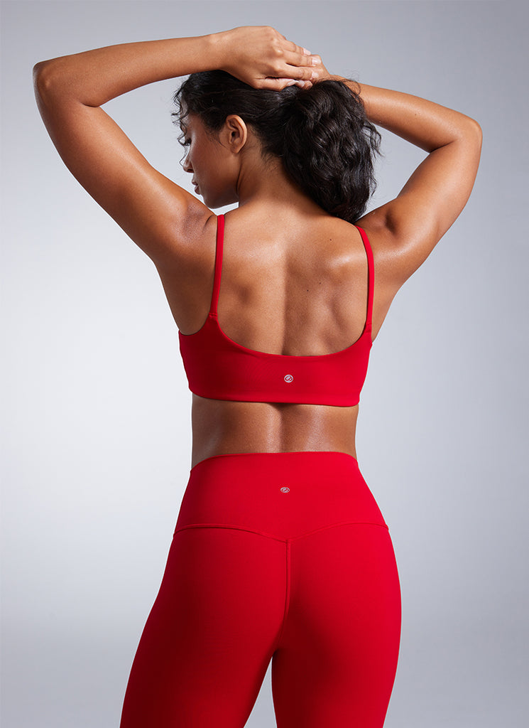 CRZ YOGA Womens Butterbreeze Spaghetti Strap Scoop Neck Sports Bra White