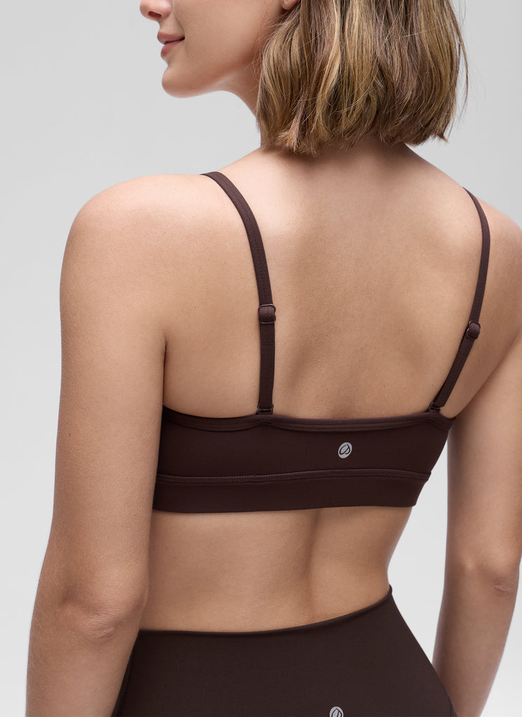 CRZ YOGA Butterluxe Womens V Neck Camisole Yoga Padded Sports Bra Hot Fudge Brown