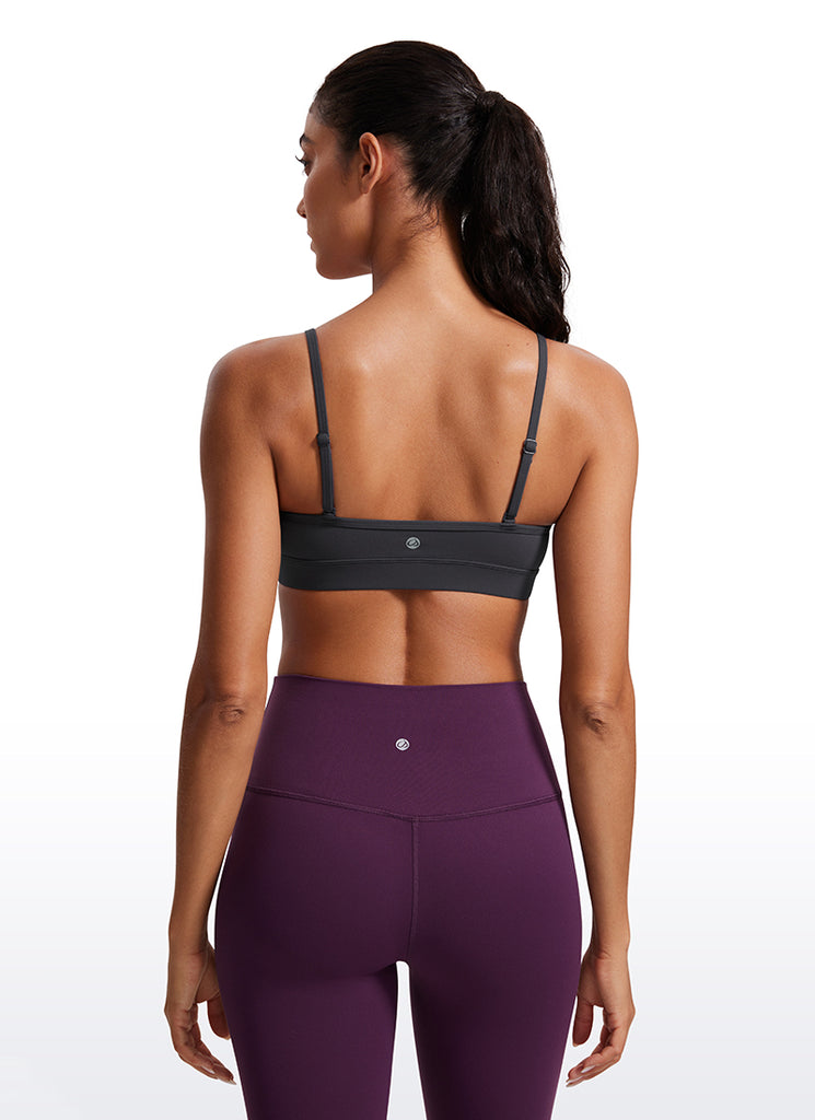 CRZ YOGA Butterluxe Womens V Neck Camisole Yoga Padded Sports Bra Deep Red