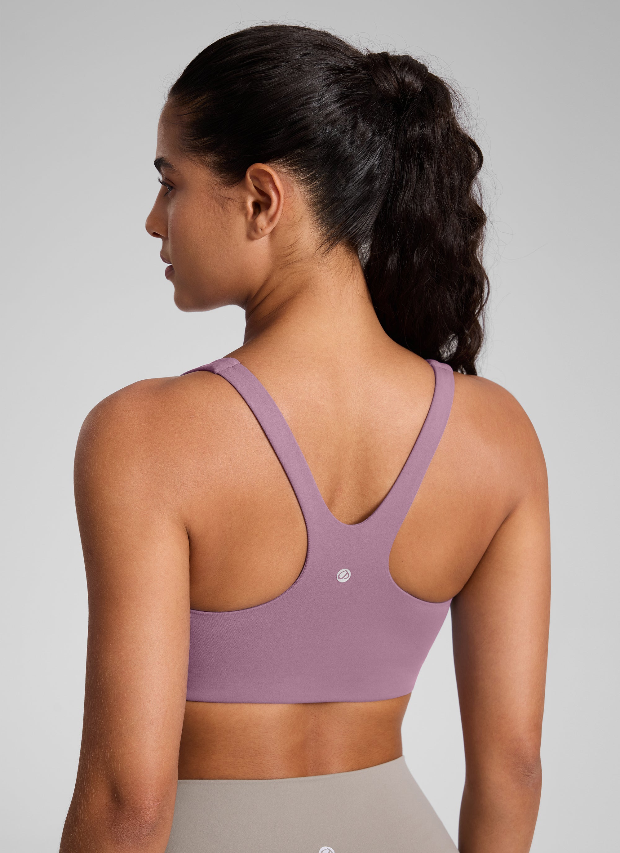 CRZ YOGA Womens Butterlift Double Lined Square Neck Yoga Sports Bra Light Lavender