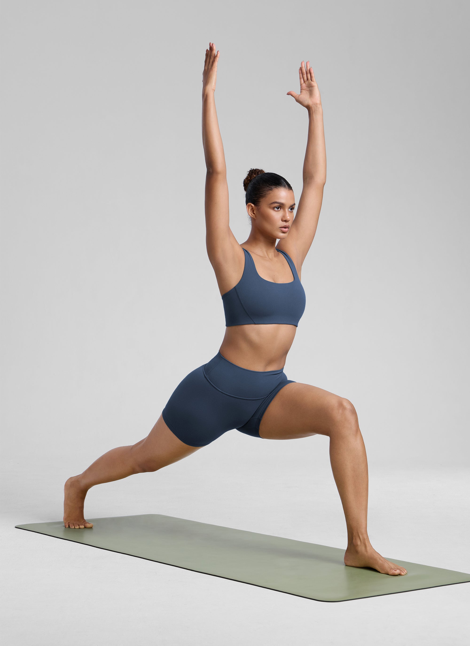 CRZ YOGA Womens Butterlift Double Lined Square Neck Yoga Sports Bra Stelindigo @model_info:Barbara
