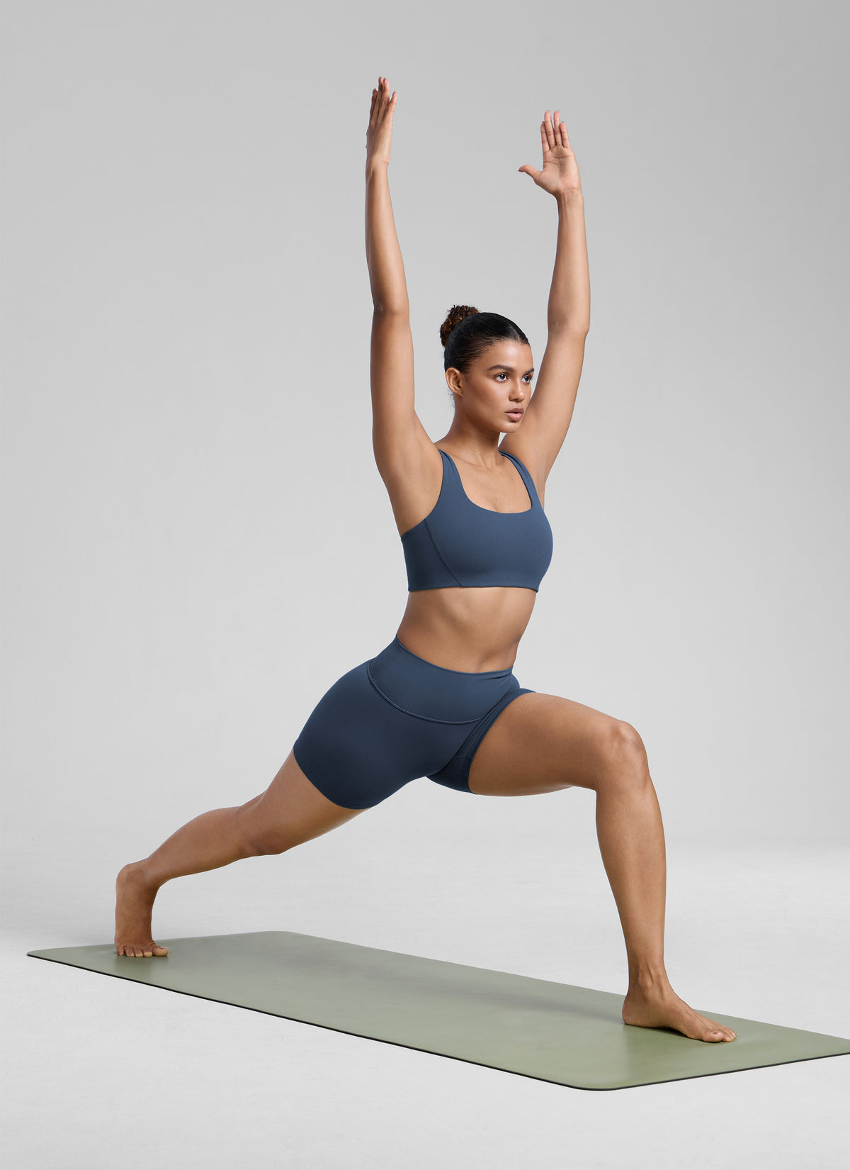 CRZ YOGA Womens Butterlift Double Lined Square Neck Yoga Sports Bra Stelindigo @model_info:Barbara
