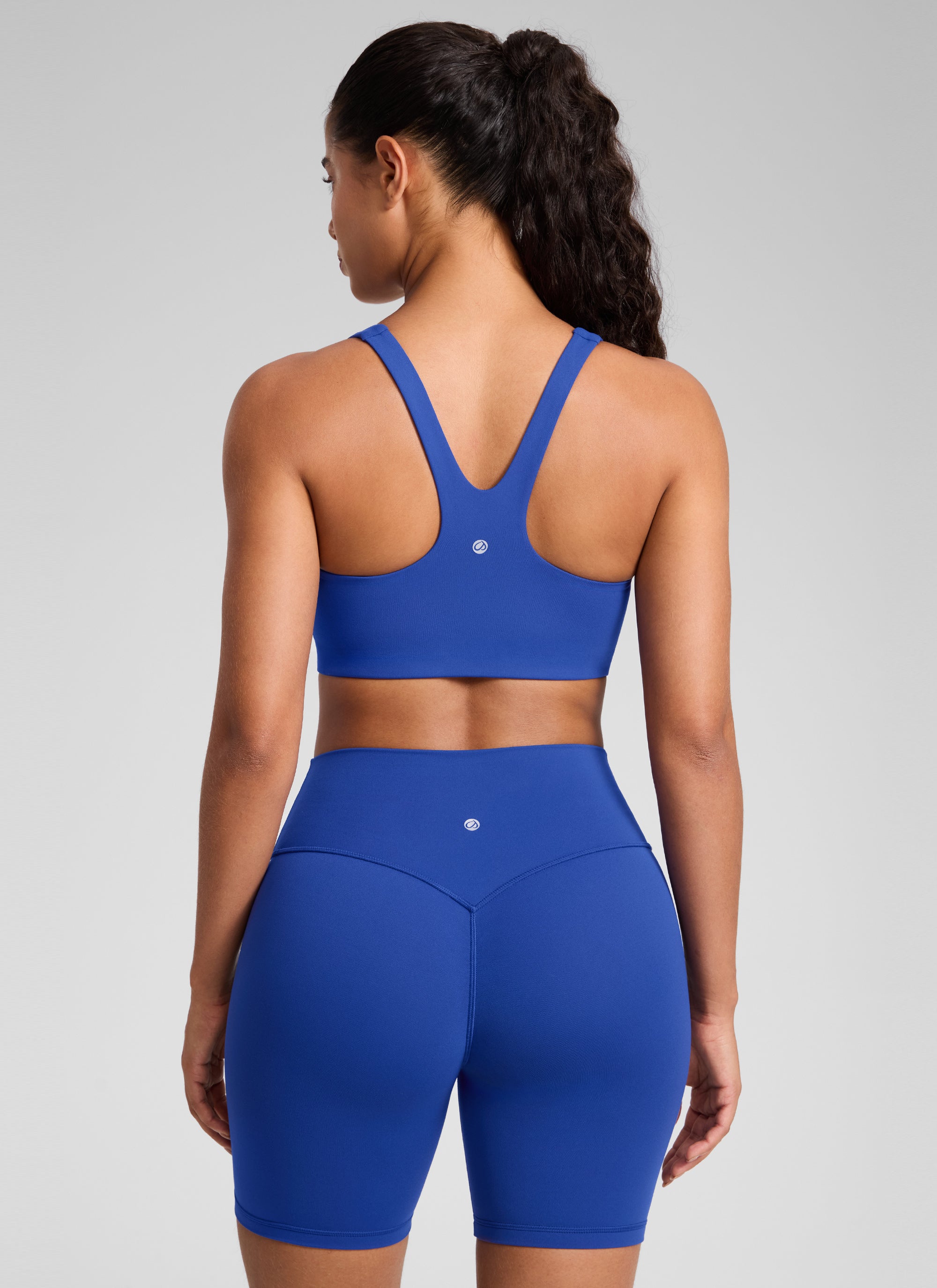 CRZ YOGA Womens Butterlift Double Lined Square Neck Yoga Sports Bra Waves Blue @model_info:C