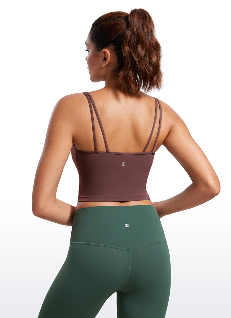 CRZ YOGA Butterluxe-Light Womens V Neck Longline Yoga Padded Sports Bra White